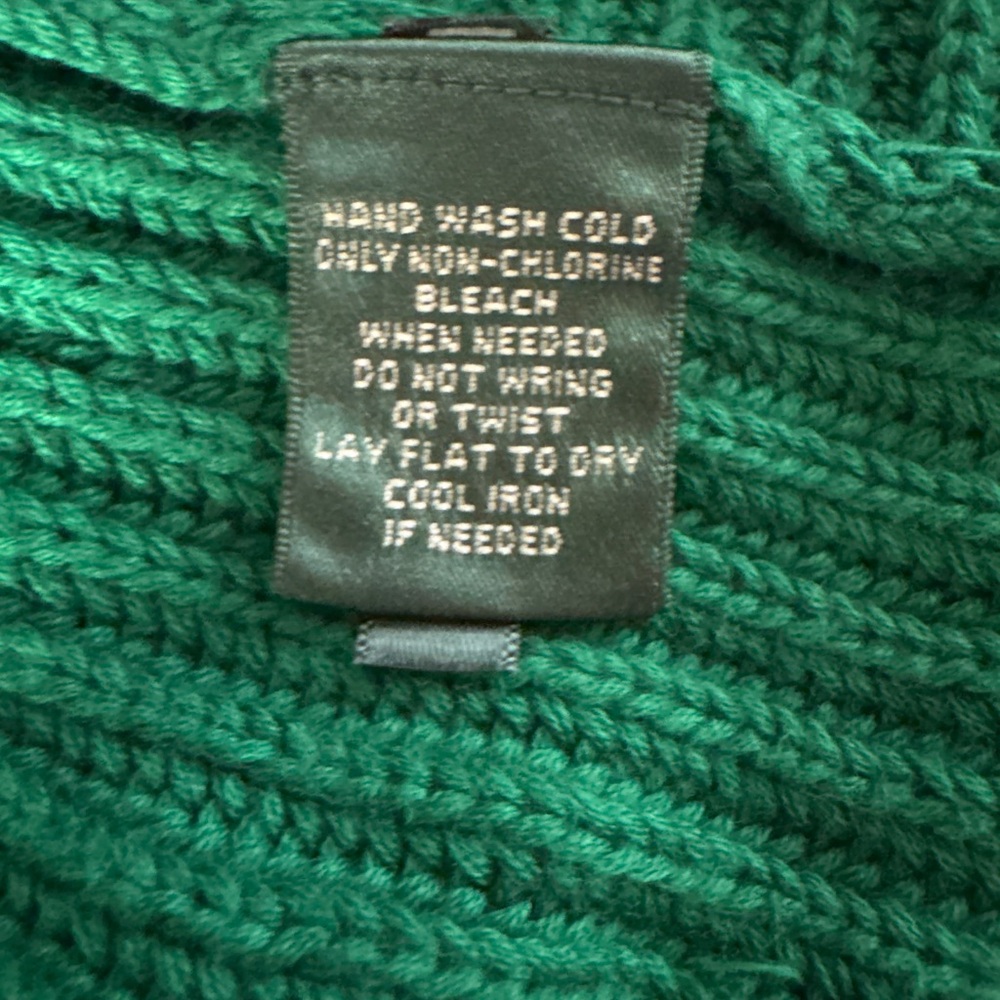 Lauren Ralph Lauren Green Ribbed Wrap Cardigan Sweater Petite Small - Picture 9 of 10
